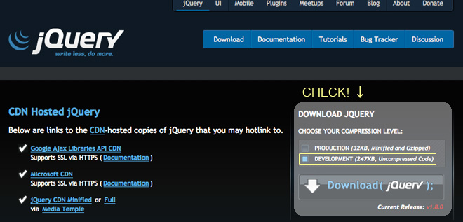 jQuery site screenshot